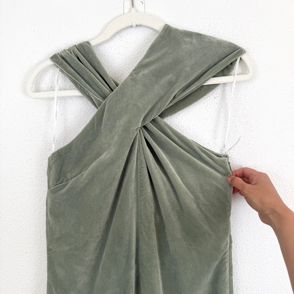 NOMIA Velvet Asymmetric Halter Crossover Midi Maxi Dress 6 - Picture 6 of 14